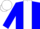 Blue, white stripe on side, blue sleeves, blue and white cap