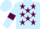 Light Blue, Maroon stars and armlets