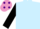Light Blue, Black sleeves, Mauve cap, Purple spots