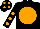 Black, Orange disc, Black sleeves, Orange spots and spots on cap