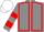 Grey, Red seams, hooped sleeves, White cap