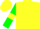 Yellow body, green arms, yellow armlets, yellow cap