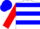 White body, blue hooped, red arms, blue cap