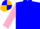 Blue, pink slvs, blue & gold quartered cap