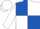 Royal blue & white quartered, white sleeves & cap