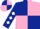 Dark Blue and Pink (quartered), Dark Blue and White diamonds on sleeves, Dark Blue and Pink quartered cap