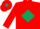 Red, Dark Green diamond and diamond on cap