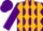 Purple, gold diamonds, gold 'd' and 's', gold stripes on sleeves, gold and purple cap
