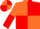 Orange and red (quartered), halved sleeves, orange and red quartered cap