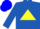 Royal blue, black and yellow triangle, royal blue sleeves, blue cap