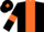 Black, orange stripe, armlets and diamond on cap
