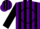 Purple, black circle, white 'bb', black stripes on sleeves, purple cap, black stripes