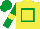 Yellow,emerald green hollow box,emerald green slvs,yellow armlet,emGreen cap