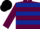 Maroon body, dark blue hooped, maroon arms, dark blue hooped, black cap