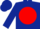 Dark blue body, red disc, dark blue arms, dark blue cap
