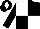 White body, black quartered, black arms, black cap, white diamond