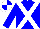 Blue body, white cross belts, blue arms, white cap, blue quartered