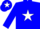 Soft blue body, white star, soft blue arms, soft blue cap, white star