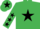 Emerald Green, Black star, Emerald Green sleeves, Black stars, Emerald Green cap, Black star