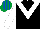 Black, white chevron & sleeves, em green & royal blue striped cap