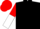 Black, red dice, red and white halved sleeves, black and red cap