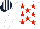 White, red stars, dark blue and white striped cap