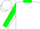 White, green seam on front, green 'hidalgo bros' on back, green stripe on sleeves, green cuffs & collar