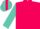 Hot pink, turquoise 'w' on back, hot pink diamond stripe on turquoise sleeves