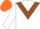 White body, brown chevron, white arms, orange cap