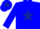 Soft blue body, dark blue star, soft blue arms, soft blue cap, dark blue star