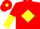 Red, Yellow diamond, halved sleeves and diamond on cap