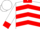 White, red ray brand, red collar, chevrons & cuffs