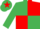 Emerald green & red quartered, emerald green sleeves, em green cap, red star