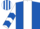 Royal blue, white panel, white sleeves, royal blue chevrons, royal blue & white striped cap