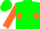 Green, orange diamond belt, green diamond stripe on orange sleeves, green cap