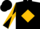 Black, gold diamond, black and gold diagonally quartered sleeves, black cap