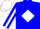 Blue, blue 'l' on white diamond, white diamond stripe on sleeves, white cap