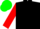 Black, red slvs, green cap