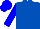 Royal blue, white cuffs on blue sleeves, blue cap