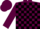 Maroon, black blocks, white 'hoss', maroon cap