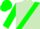 Light green, hunter green sash, hunter green sleeves, light green and hunter green cap