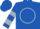 Royal blue, silver 'srs' in circle, silver bars on sleeves, royal blue cap