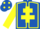 Royal blue, yellow cross of lorraine, yellow seams on sleeves, royal blue cap, yellow spots