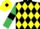 Black and Yellow diamonds, Emerald Green sleeves, Black armlets, Yellow cap, Black diamond
