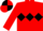 RED, black triple diamond, quartered cap