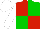 Red body, green quartered, white arms, white cap
