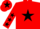 Red body, black star, red arms, black stars, red cap, black star