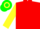 Red, Yellow sleeves, Green and Yellow hooped cap