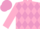 Pink body, mauve diamonds, pink arms, mauve cap