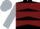 Black, silver and burgundy hoops, black and burgundy chevrons on silver sleeves, black and silver cap